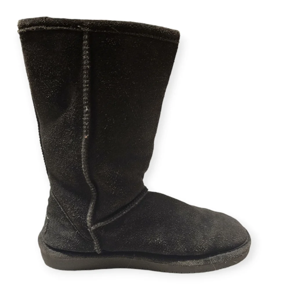 BearPaw Eva Mid Calf Suede Sheepskin Wool Lined Boot